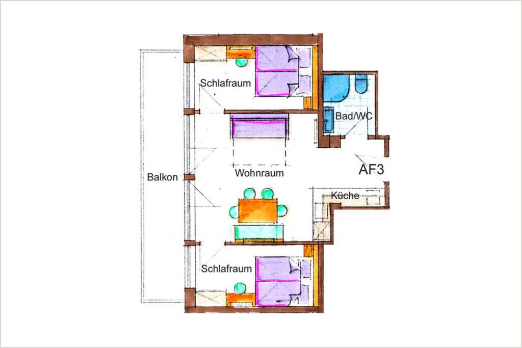 Grundriss Ferienwohnung 4 – 6 Personen - Ferienwohnungen Alpenfex